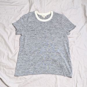 Aritzia Grey Sweater T-Shirt with Off-White Collar